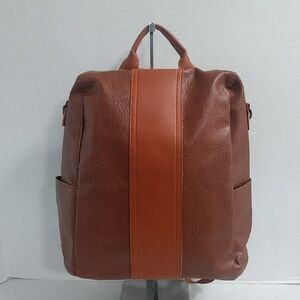 Women's Brown Faux Leather Stylish Backpack *EUC*